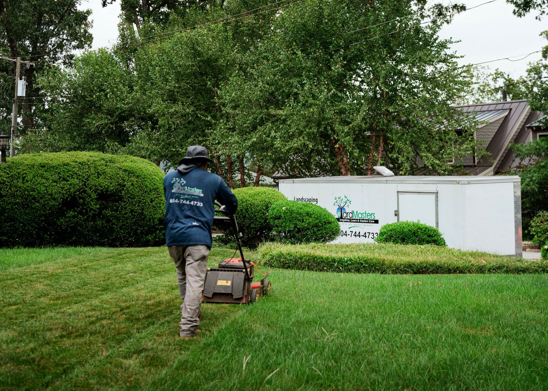 Crew mowing