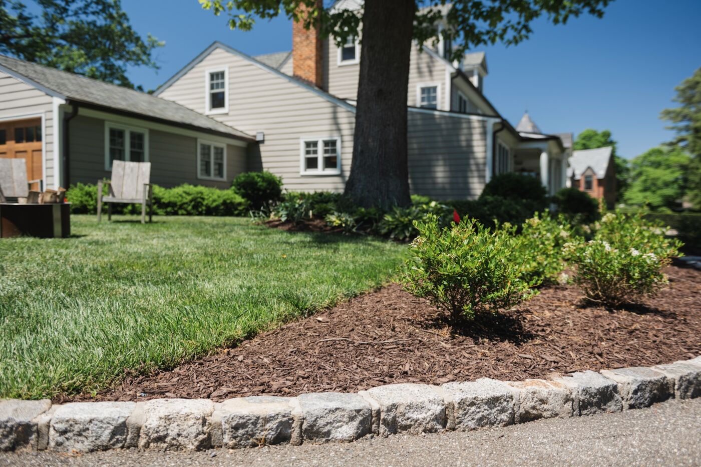 Manicured front lawn and home